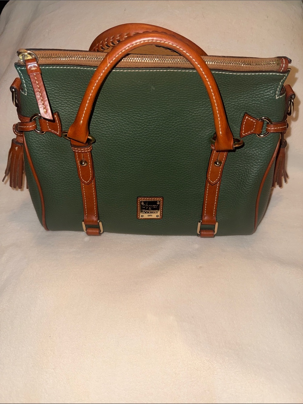 Vintage Dooney & Bourke Pebble Grain IVY GREEN Small Satchel/Handbag